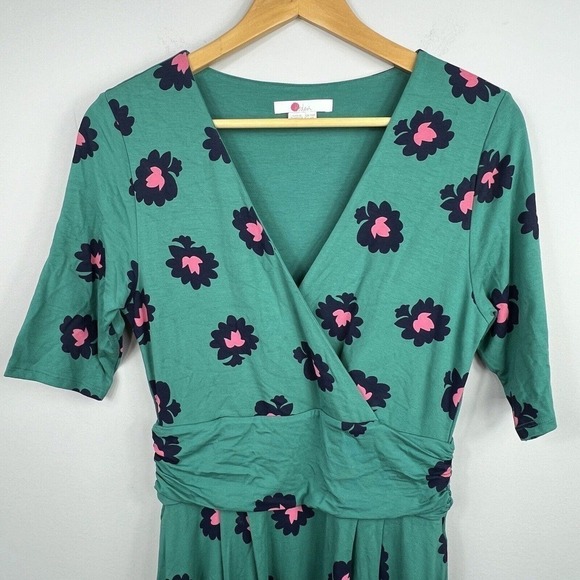 Boden Woodland Green Kassidy Surplice Midi Dress 6 Short Sleeve V Neck - Picture 3 of 12